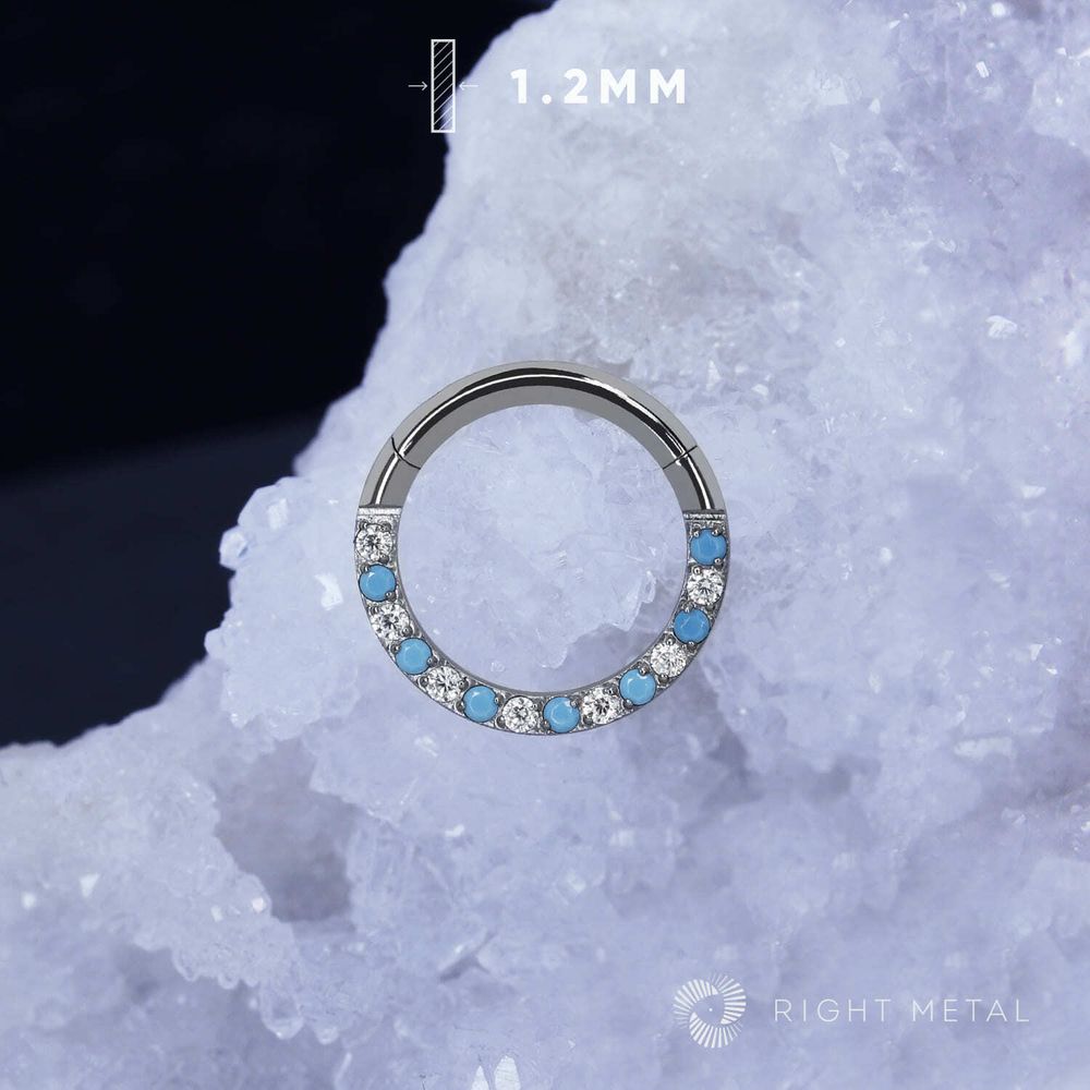 Кликер Side Turquoise CZ &amp; Crystal 1.2мм