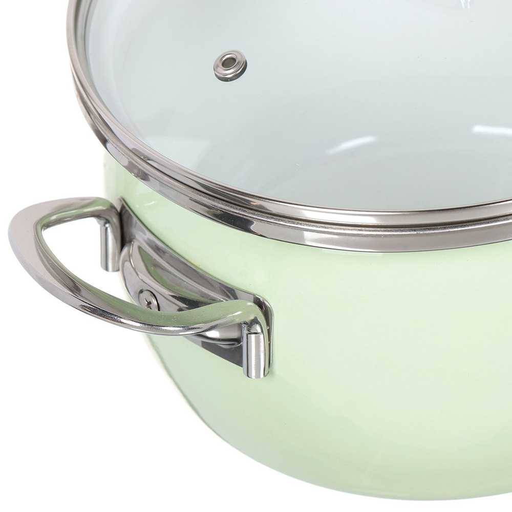 Кастрюля сталь, эмал, 1.5 л, с крыш, мет ручки, Сантэкс, 1-2415211, салатовый ментол, индукц