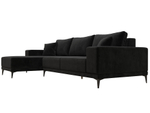 Диван угловой Льюес левый, Черный, Велюр, 122401L
