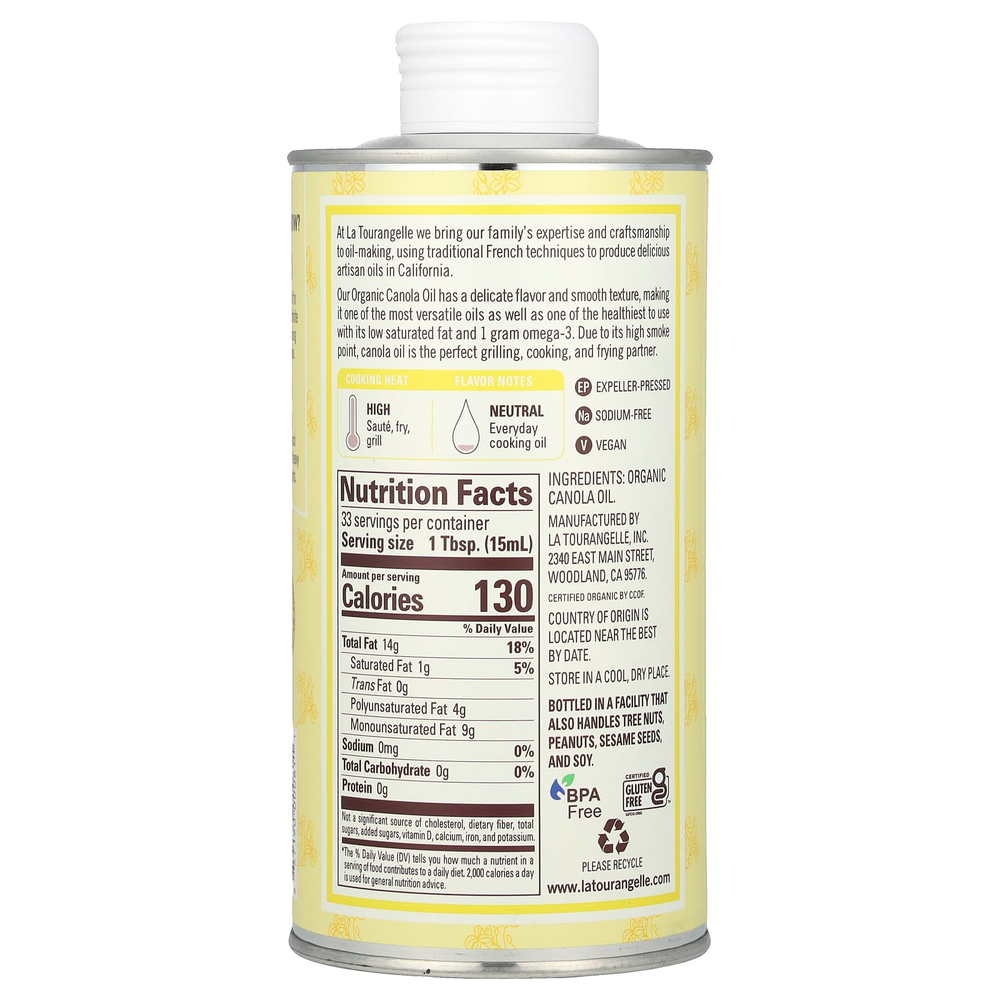 La Tourangelle, Органическое масло канолы, 500 мл (16,9 жидк. унц.)