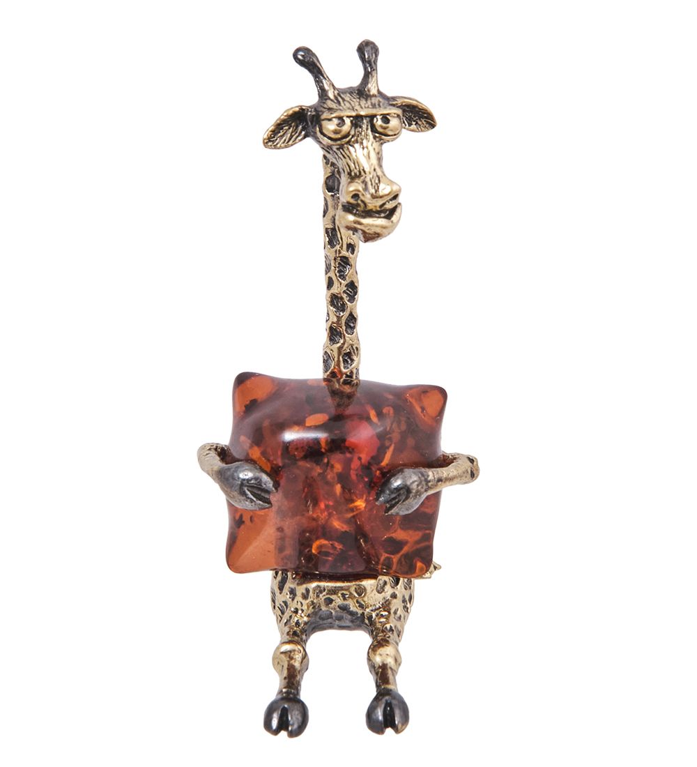 Народные промыслы AM-4096 Фигурка «Жираф Мелман» (латунь, янтарь)