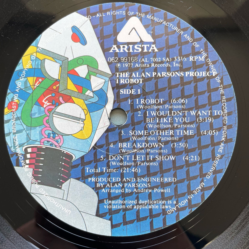 Винтажная виниловая пластинка LP The Alan Parsons Project I Robot (Нидерланды 1977)