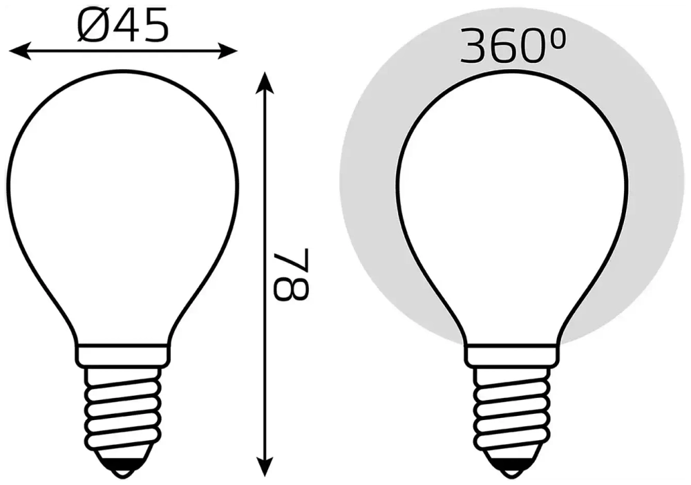 Лампа Gauss LED Filament Шар 9W E14 610 lm 4100K milky 105201209