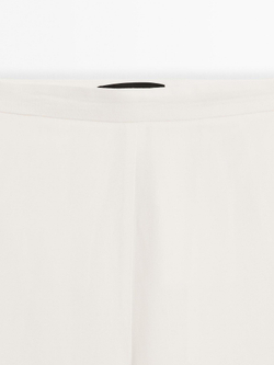 Massimo Dutti Брюки прямого кроя из струящейся льняной ткани, кремовый