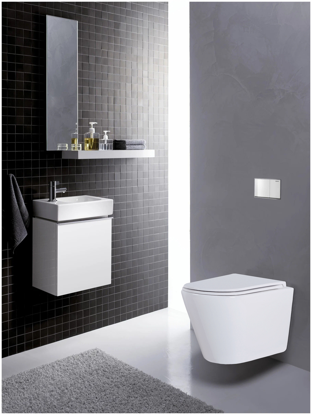 Комплект подвесной безободковый унитаз Azario Teramo AZ-8010-1000+AZ-0053-UQ с микролифтом + система инсталляции без кнопки смыва