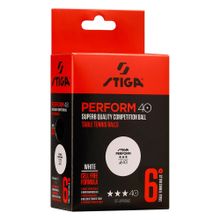 Мяч для наст. тенниса Stiga Perform 3***, 40+, 520-05,  пластик, ITTF Appr., уп.6 шт, бел