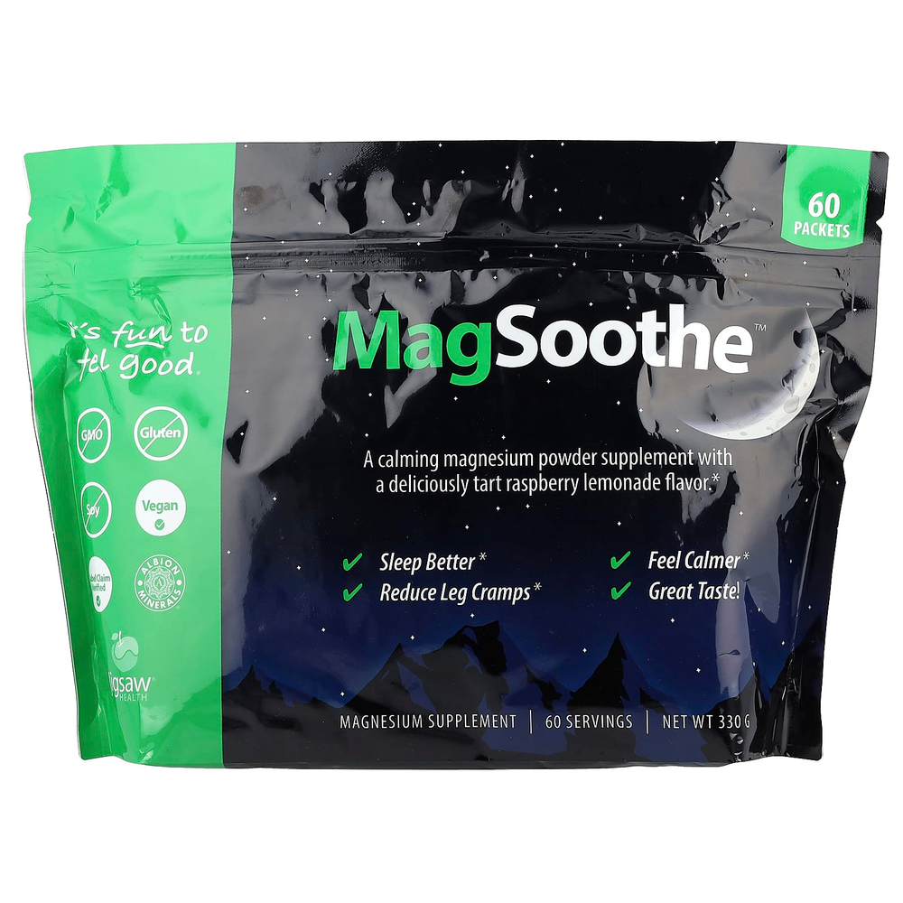 Jigsaw Health, MagSoothe ™, терпкий малиновый лимонад, 60 пакетиков по 5,5 г