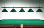 Лампа STARTBILLIARDS 5 пл. (плафоны зеленые,штанга зеленая,фурнитура золото)