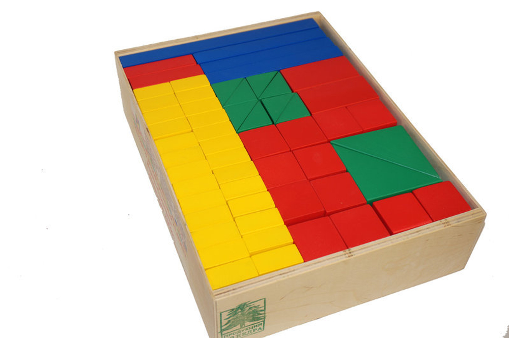 Конструктор детский настольный из дерева. Модель «Строитель» - 74 элемента