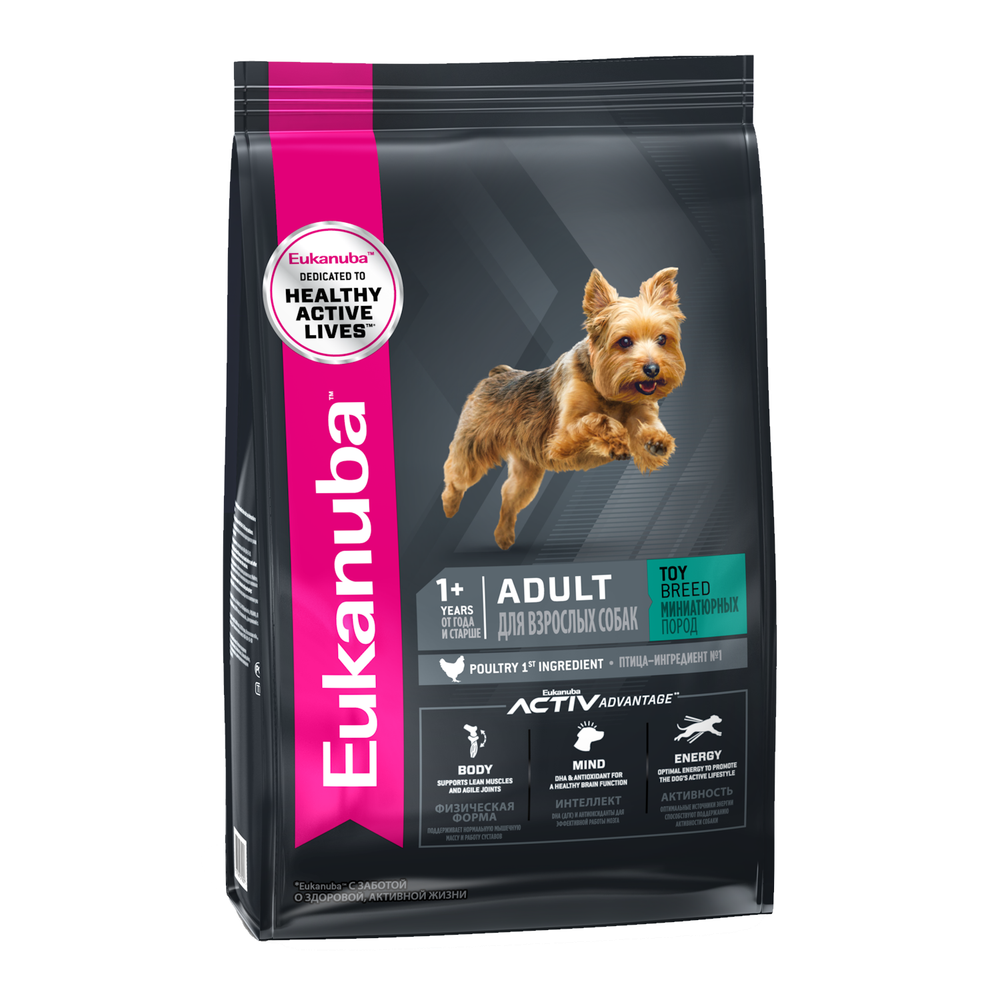 Сухой корм Eukanuba Adult Toy Breed 1+ Years для взрослых собак миниатюрных пород с птицей