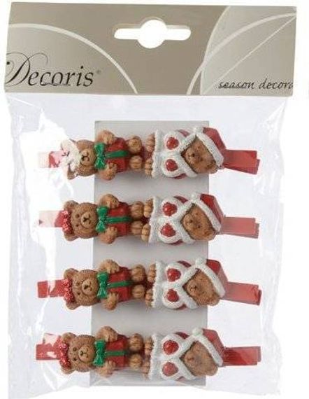 Комплект декоративных прищепок Мишки 2*4,5 см, 8 шт, Kaemingk (535633/2)