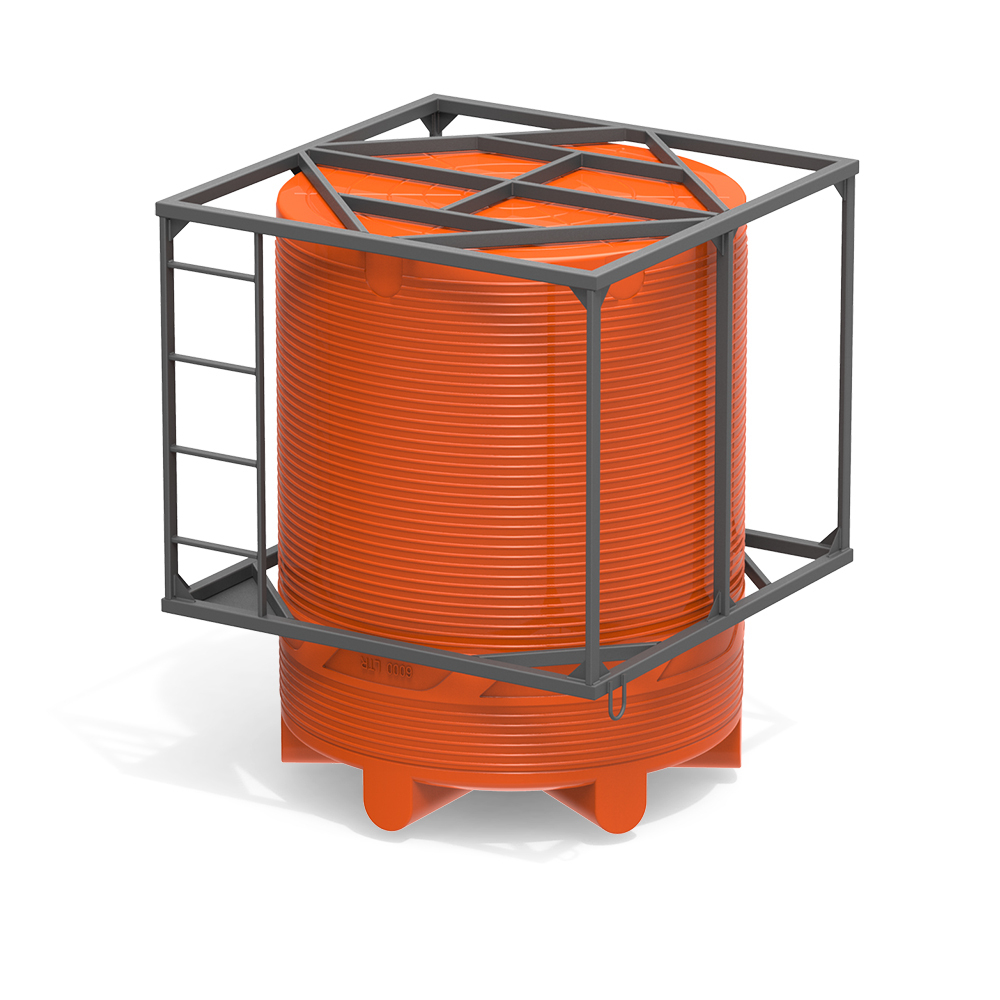 Емкости в кассетах для перевозки воды и жидких удобрений, КАС Полимер-Групп V 6000 КАС одинарная 6000 л. вертикальная (1980x1980x2485см;оранжевый) - арт.559079