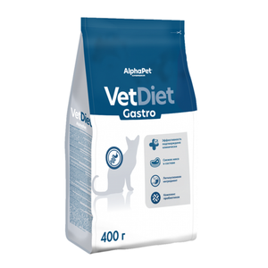 Уценка! Срок 06.08.26/ Сухой диетический корм AlphaPet VetDiet GASTRO для взрослых кошек и котов при острых расстройствах пищеварения, в реабилитационный период и при истощении