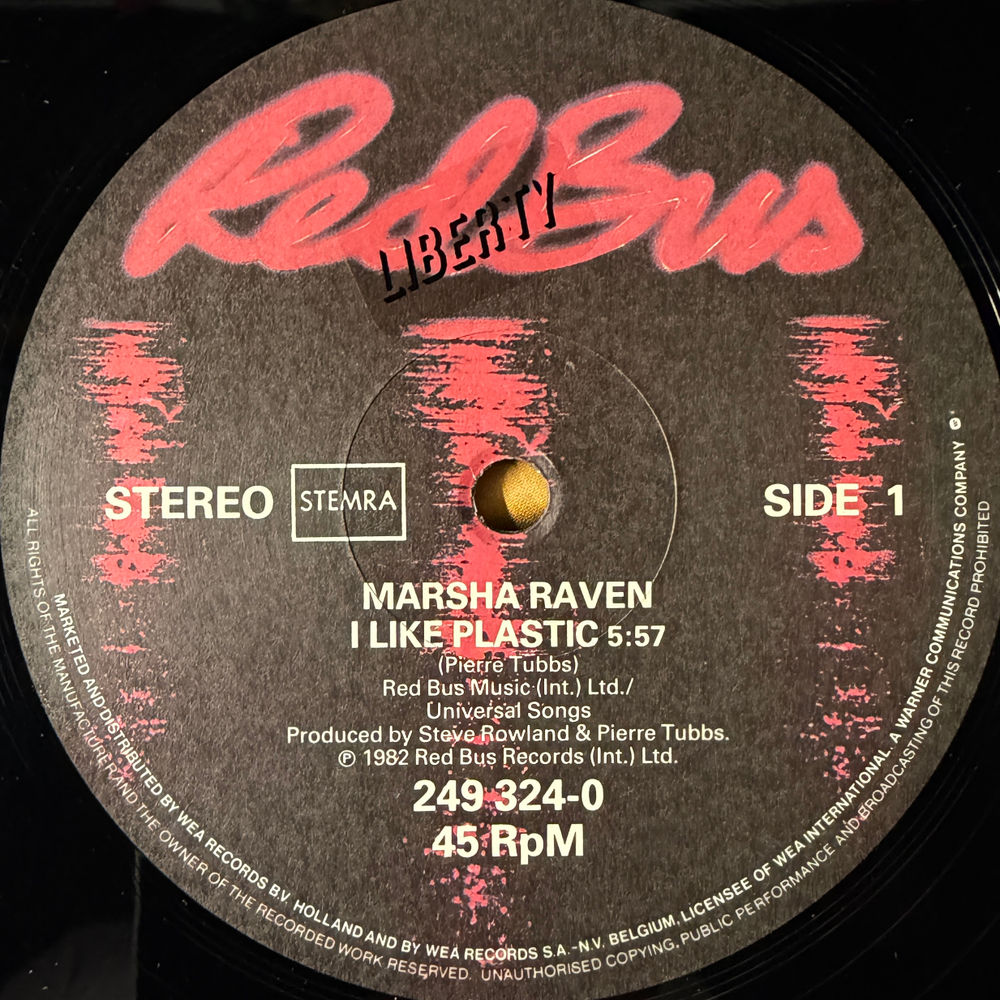 Marsha Raven ‎– I Like Plastic (Голландия 1982г.) 12", 45 RPM Т