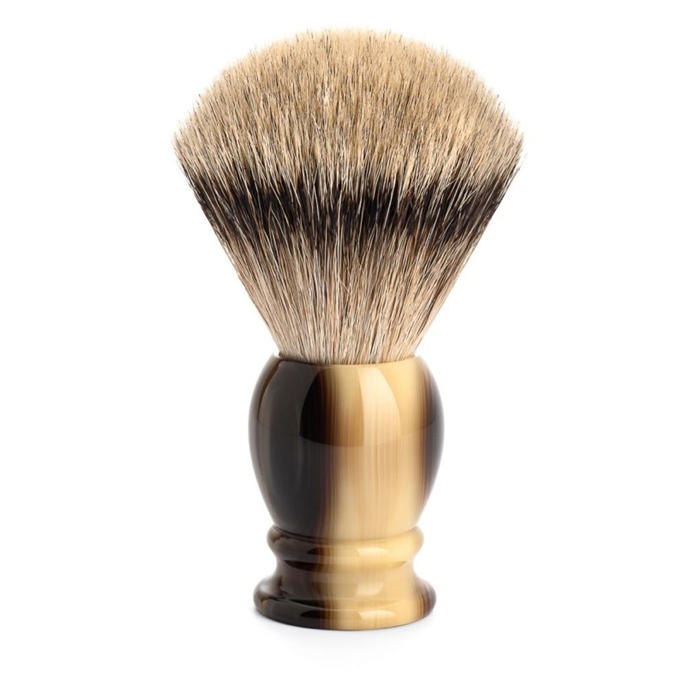 Помазок MUEHLE CLASSIC, барсучий ворс высшей категории Silvertip, смола, цвет рога, размер XL (95 K 252)