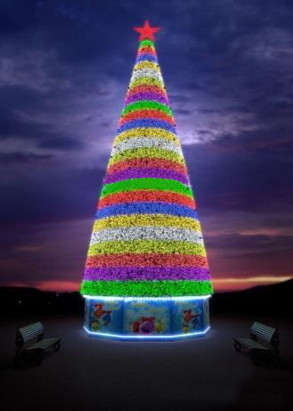 Уличная гирлянда с режимами: Цветная "Северное Сияние" (24В) - на елку от 4 до 30 м