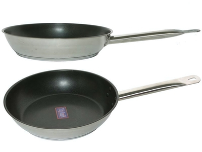 Сковорода 24см Общепит нерж ТРС 3,5мм, индукция, покрытие Xylan