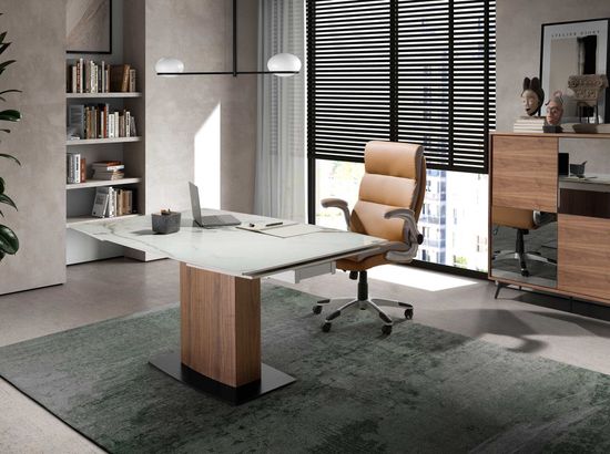 Вращающийся офисный стул 4141/MLM611396 из коричневой экокожи