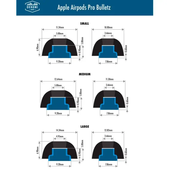 Dekoni Audio Bulletz for the Apple Airpods Pro Large Single Pair
