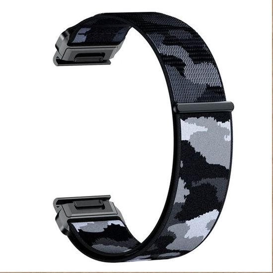 Ремешок TacFit 22 мм. для Garmin Fenix 7 / 6 / 5, Epix 2, Instinct / Instinct 2, Forerunner 9х5, Marq / Marq 2 нейлоновый быстросъемный Велкро (Камуфляж серый)