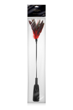 Стек-щекоталка Sweet Caress Feather Whip - 58 см. (Цвет: черный с красным)
