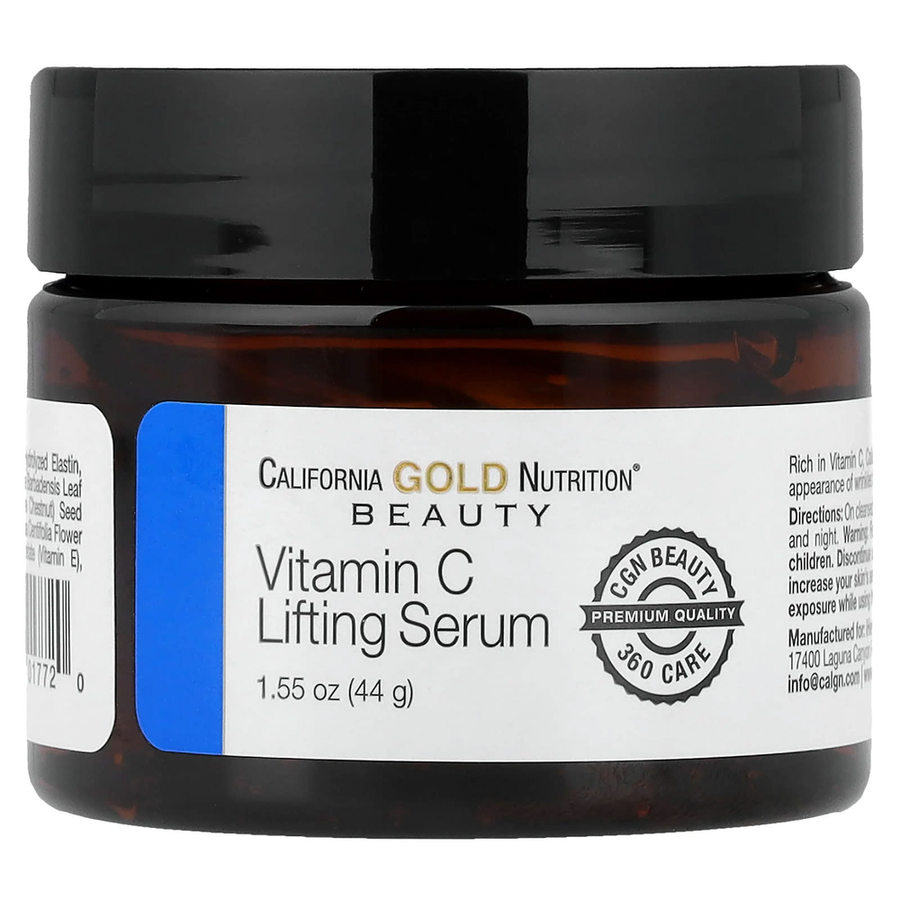 California Gold Nutrition, подтягивающая сыворотка с витамином C, гель-сыворотка для улучшения цвета кожи, 44 г (1,55 унции)