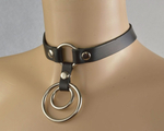 Черный чокер Соло с двумя кольцами (Цвет: черный)