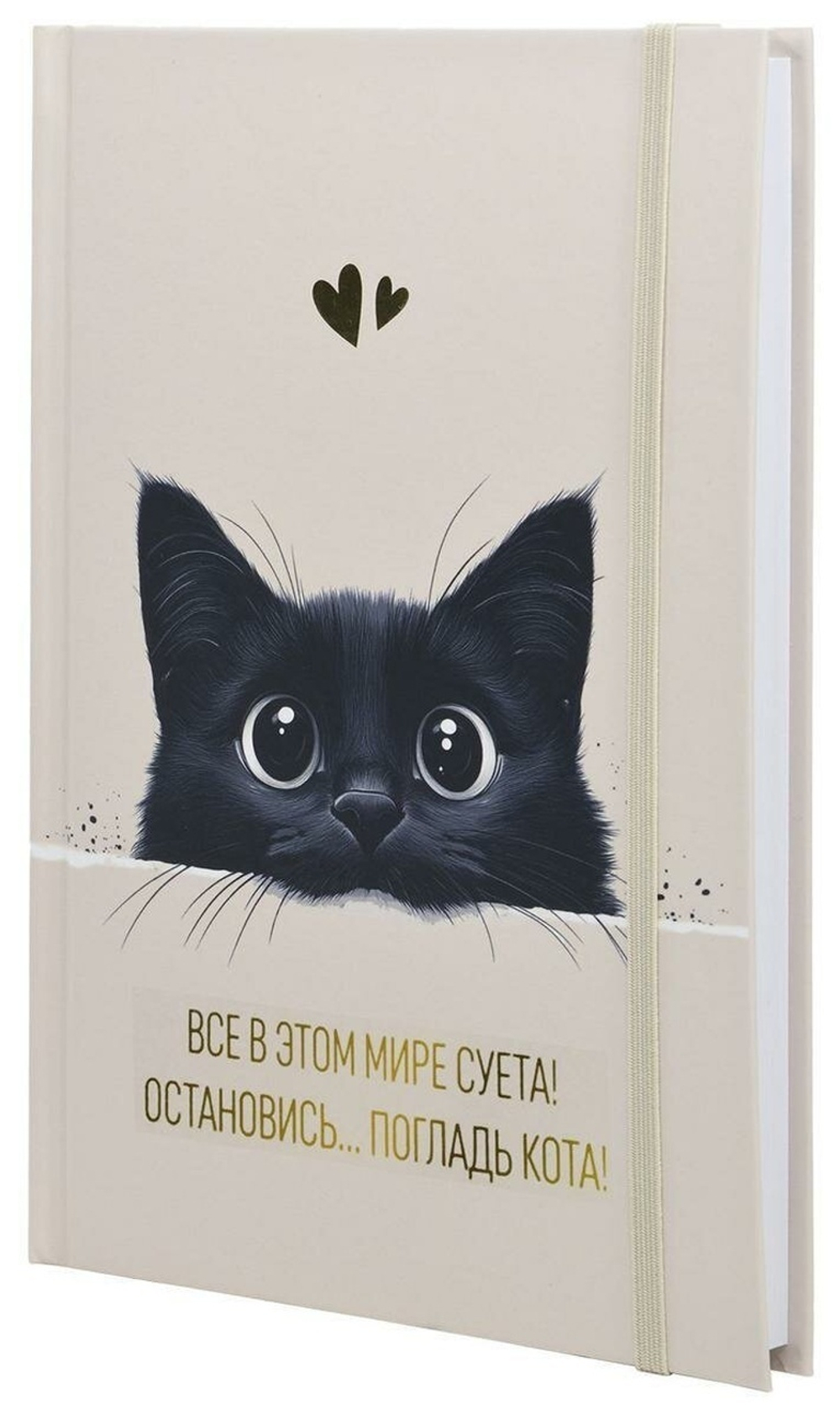 Ежедневник А5 128л. лин. недат. "Погладь кота" дизайн тв.облистер 7БЦ, мат.лам., фольга, застежка на рез