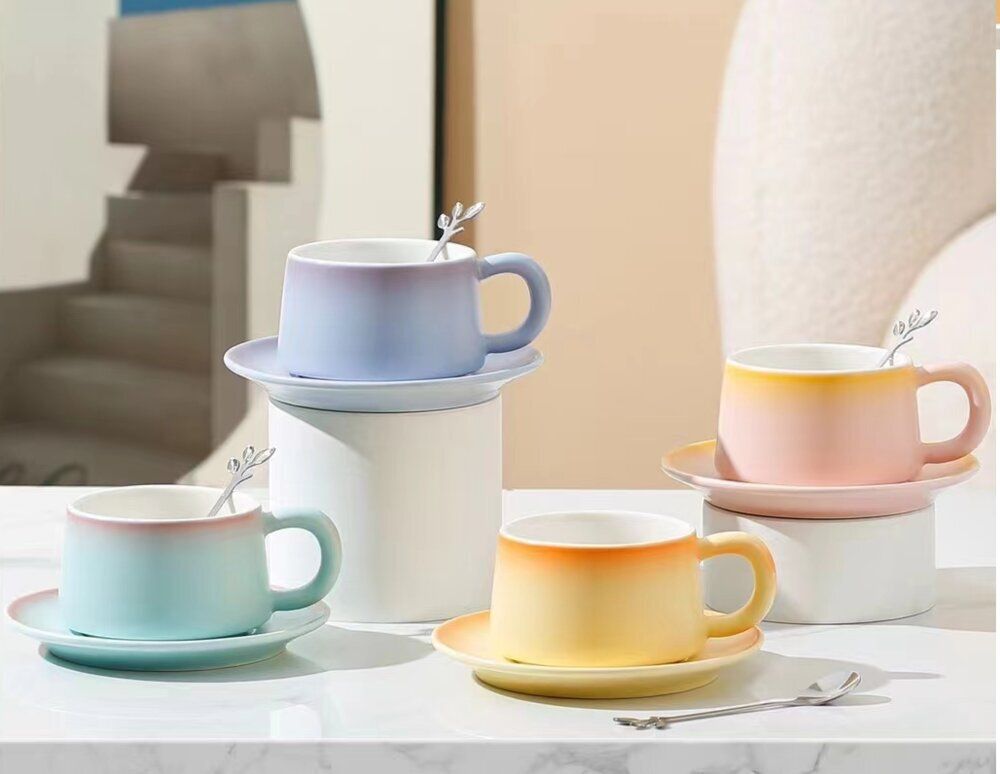 GAEM Кружка с блюдцем и ложкой, 250 мл, L16 W15 H8 см, 4в.