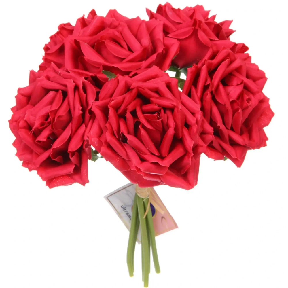 Цветы искусственные «Нежная роза» букет 6шт 24см красные