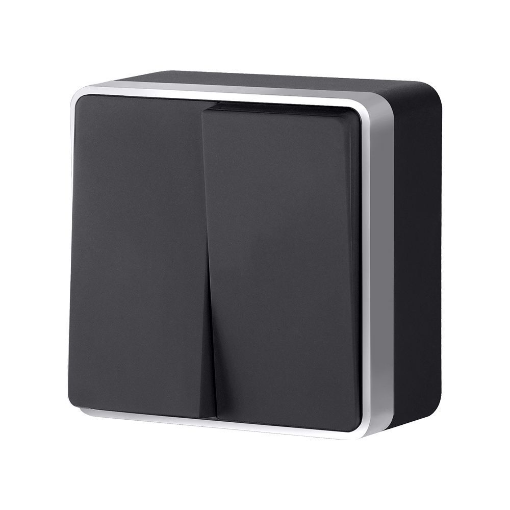 Выключатель двухклавишный Gallant черный с серебром W5020034 W5020034