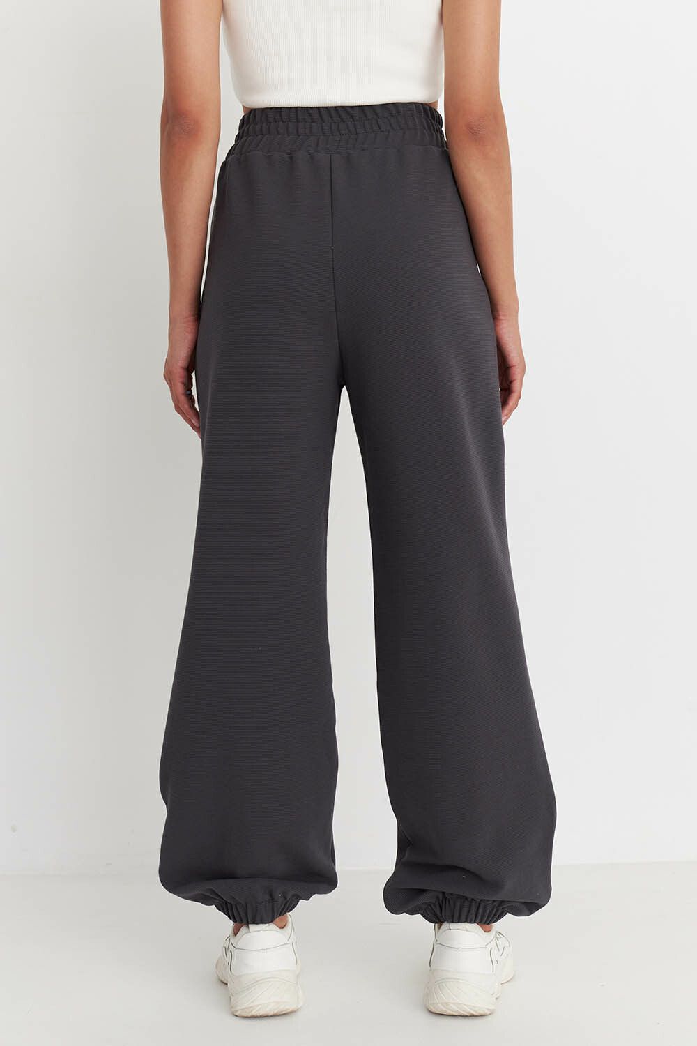 Джоггеры оверсайз из рифленого хлопка цвета антрацит