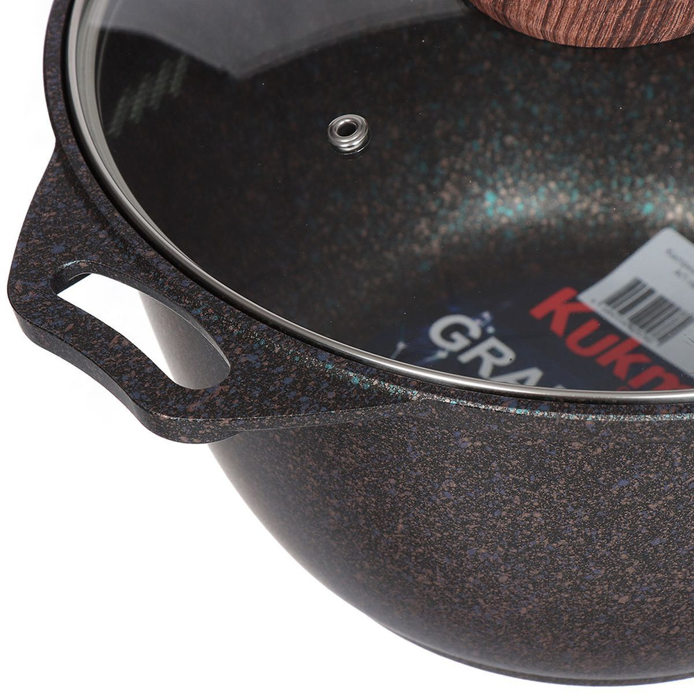 Кастрюля алюминий, антиприг, 3 л, с крыш, Kukmara, Granit Ultra, кгг32а, син