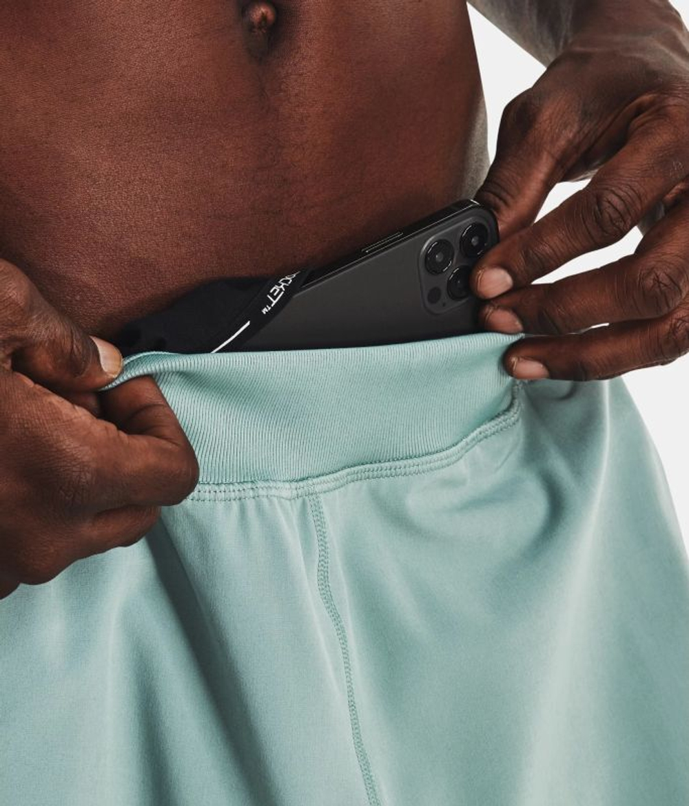 Мужские теннисные штаны Under Armour Men's Qualifier Run 2.0 Pants - fresco green/reflective