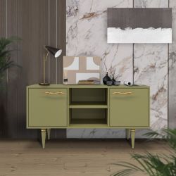 Тумба под ТВ Арт Колор matte 117см Классик Голд Зеленая олива матовая