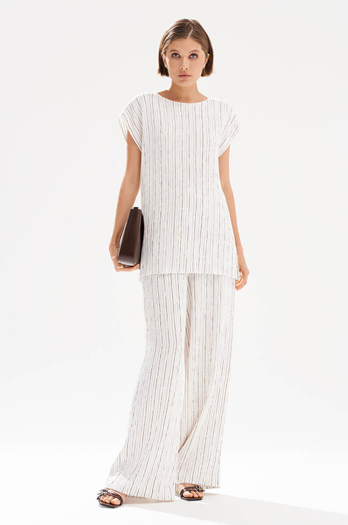 31268 Брюки женские (жемчужный полоска)