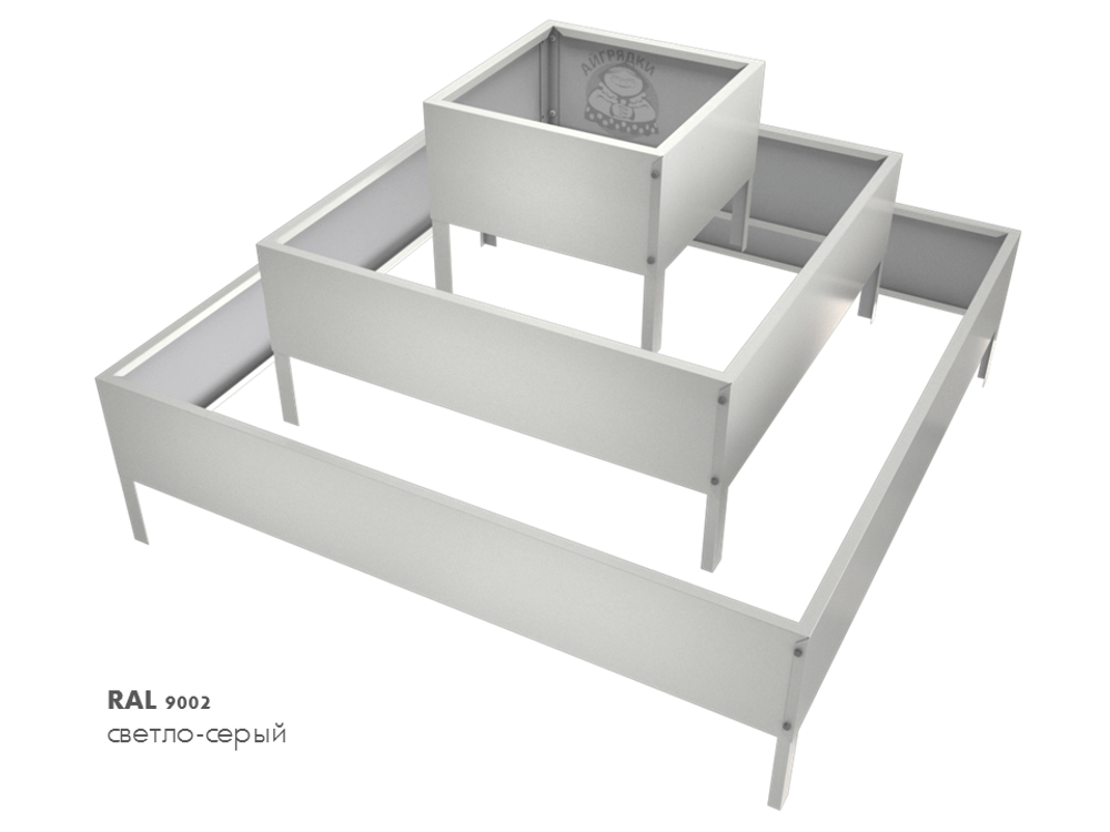Клумба квадратная оцинкованная 3 яруса с выбором цвета полимерного покрытия
