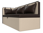Диван кухонный прямой Метро с углом слева, Коричневый\Бежевый, Экокожа, 28572L