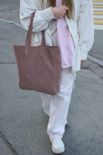 сумка шоппер пыльно-розовый замша, уцененный товар