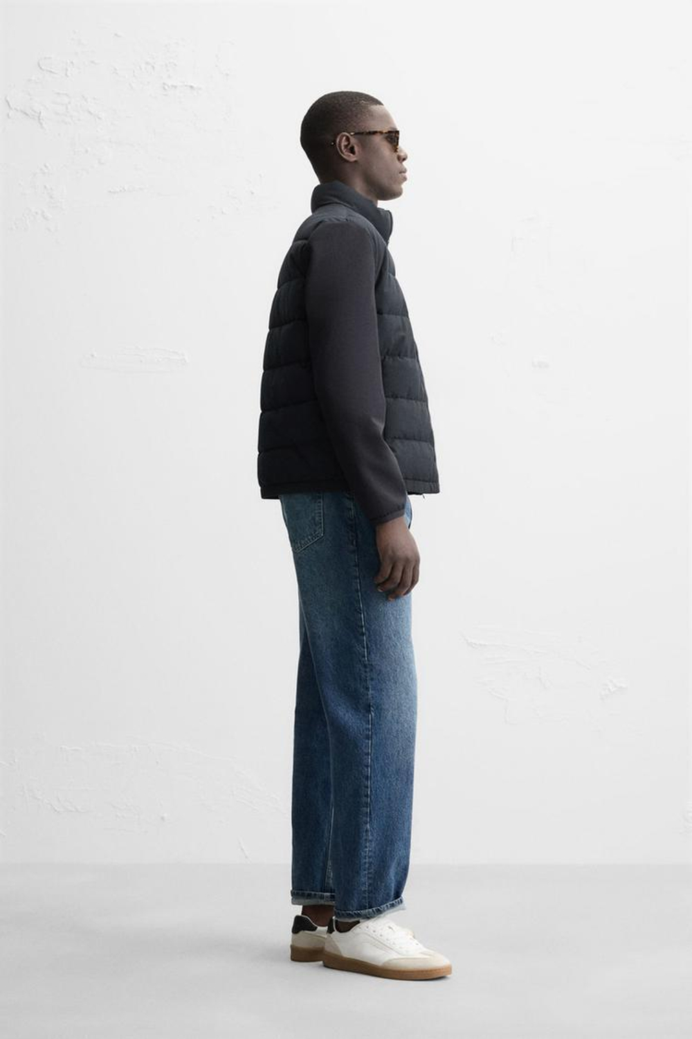 ZARA ОДНОТОННАЯ СТЕГАНАЯ КУРТКА, МОРСКОЙ СИНИЙ