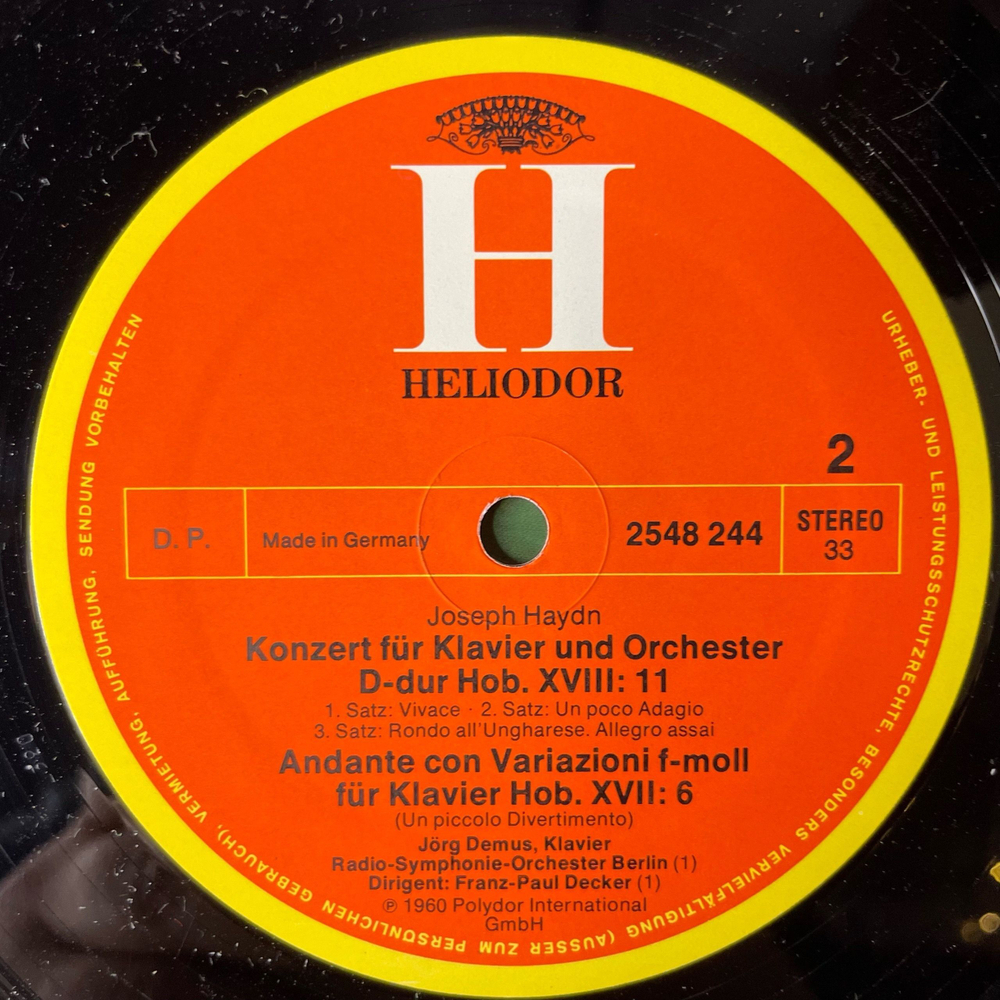 Винтажная виниловая пластинка LP W. A. Mozart Моцарт, J. Haydn Гайдн, Piano Concerto In E Flat Major, KV 482 Piano Concerto In D Major, Op. 21 (Германия 1977)