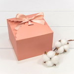 Коробка сборная 14х14х10 см с атласной лентой (Пудровый)