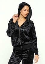 Бархатная кофта с капюшоном (Размер: M) (Цвет: черный)