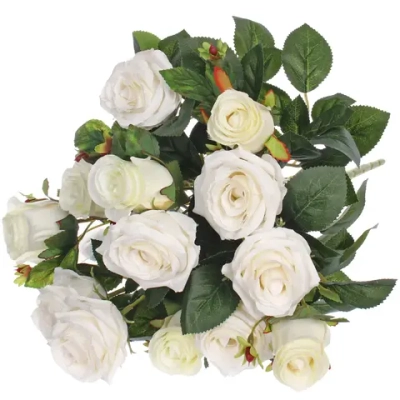 Искусственные цветы «Розовая фантазия» 48см 13 цветков белые