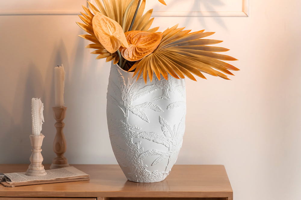 Ваза для цветов 36см Home & Style Пальмы Manila белая