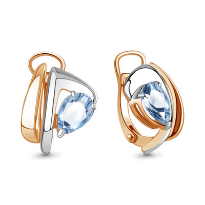 4489805 Серьги из Золота с топазами свисс блю из коллекции "Лагуна"