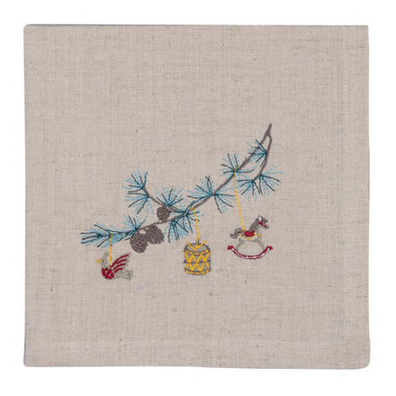 Салфетка Xmas branch pale grey emb