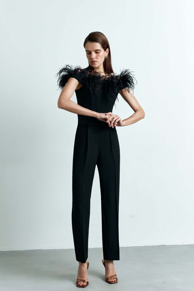 Корсетный топ с перьями