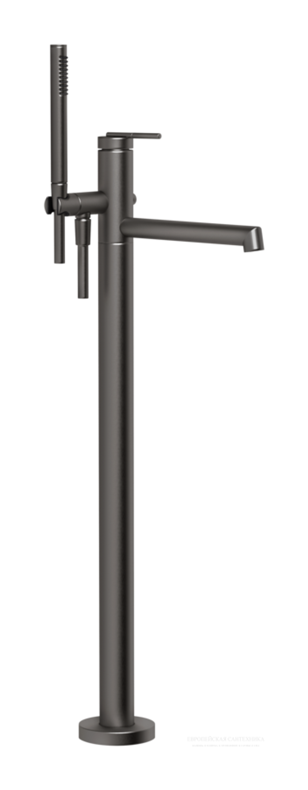 Смеситель для ванны Gessi Ingranaggio, напольный, с ручным душем, встраиваемый, цвет Black Metal Brushed PVD