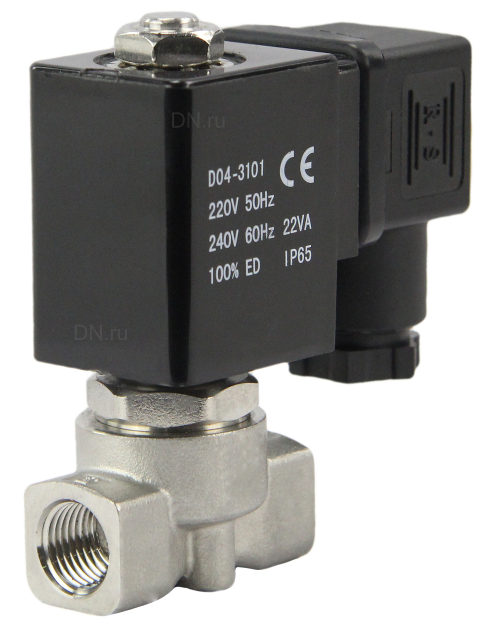 Two way normally closed with zero pressure differential electric solenoid valve ElephantVS2W-701 P-Z-NC PTFE G 110/220V, body material - stainless steel AISI 304, seal - PTFE, with coil YS-018 220V